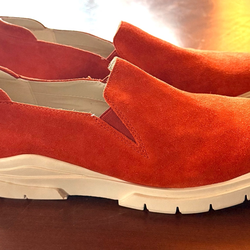 Franco Sarto Rust Orange suede slip ones.  Never worn . Size 9.5